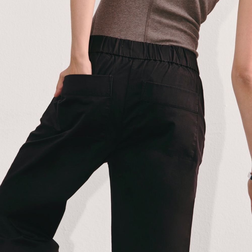Everlane The Easy Pant In Black pull-on Mid-rise straight leg Size L Large